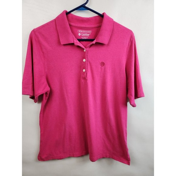 Coolibar Tops - Coolibar Womens Polo Shirt Large Pink UPF 50+ Sun UV Protection Short Sleeve Top